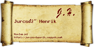 Jurcsó Henrik névjegykártya